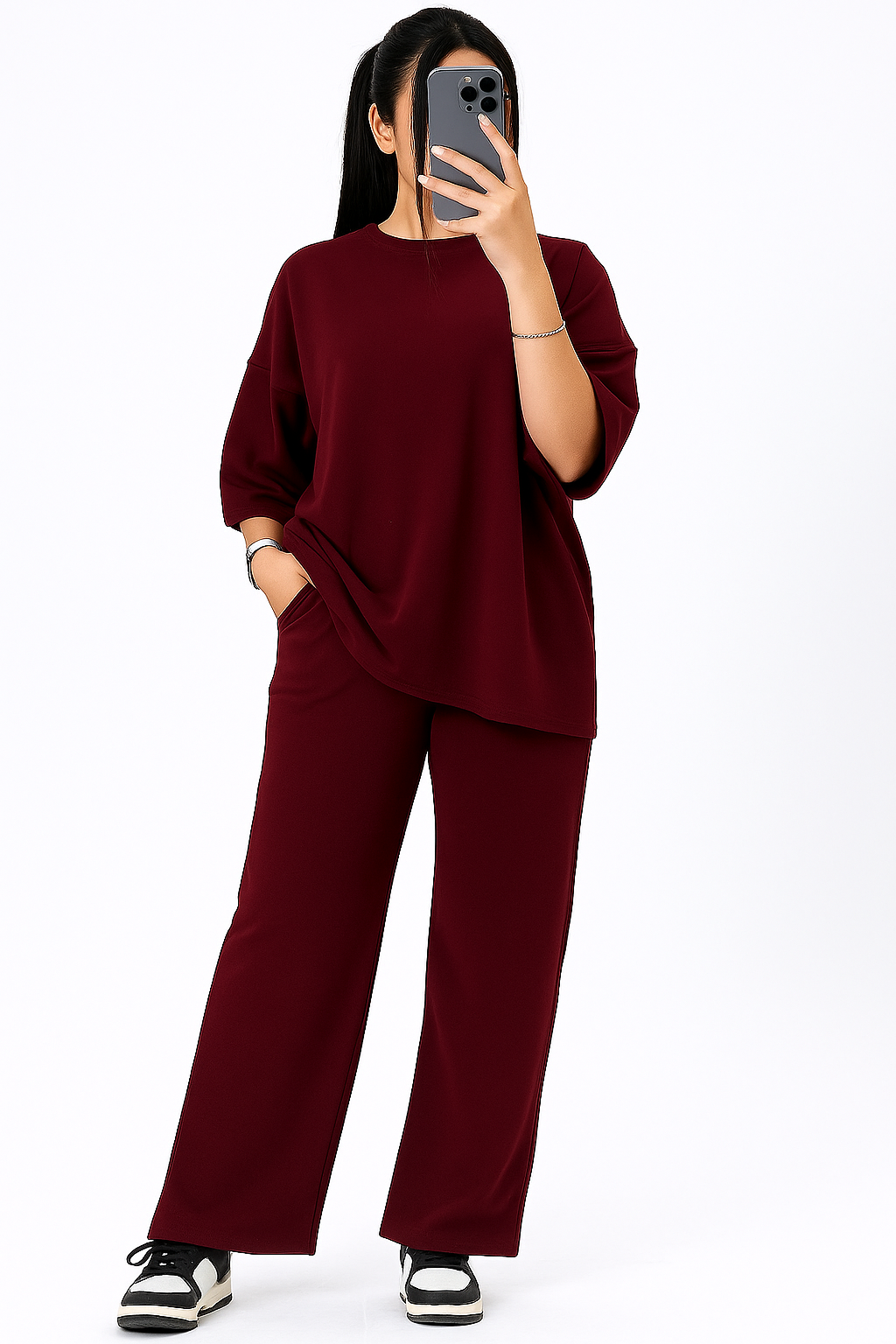 Women’s Solid Co-ord Set | Top & Pant Two Piece Outfit – 4 Colors”