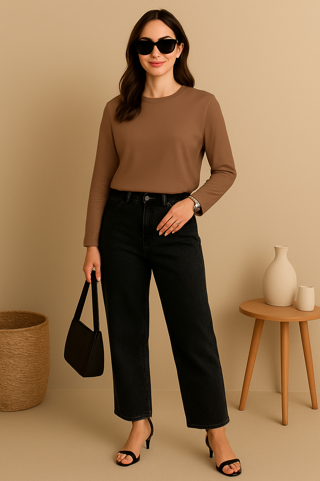 Women’s Full Sleeve Casual T-Shirt – 3 Colors | Oversized Fit Top”