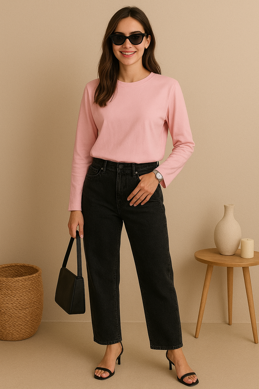 Women’s Full Sleeve Casual T-Shirt – 3 Colors | Oversized Fit Top”